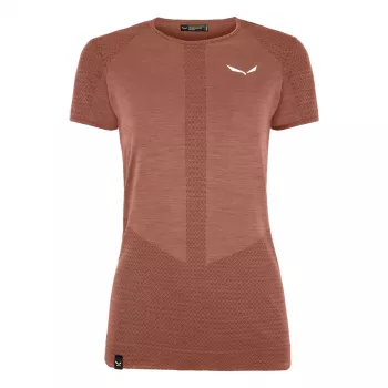 Salewa Zebru Medium Warm Merino Wool baselayer-T-shirt til kvinder - Etruskischrot, størrelse S