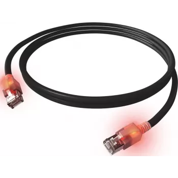 EasyLan DualBoot LED patchkabel RJ45 S/FTP Cat.6A (Class EA) med SaCon-stik LSOH sort 7,5 m