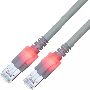 EasyLan Cat.6 Class E S/FTP LSOH grå patchkabel 20 m - DualBoot LED-patchkabel RJ45 S/FTP