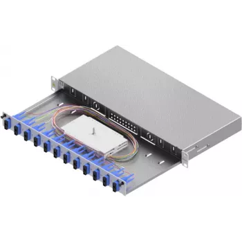 ZVK Easylan LWL-splejsekabinet Basic 1U 12x SC-Duplex OS2 skuffe