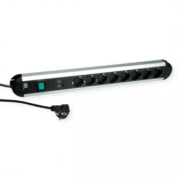 Bachmann PRIMO stikdåse 1,75m sort/sølv 8 Schuko-stik type F indoor