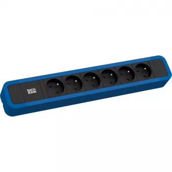 Bachmann PRIMO 2 stikdåse 6x type E-stik 2,0m CEE 7/7 stik ensianblå