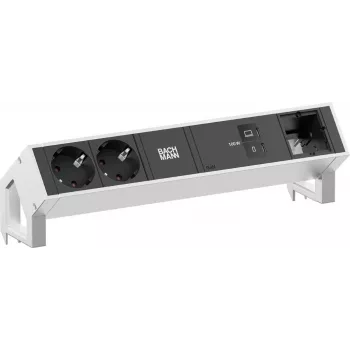 Bachmann DESK2 bordstrømmodul 2x CEE7/3 1x USB-C 100W 1x CM 0,2 m rustfrit stål