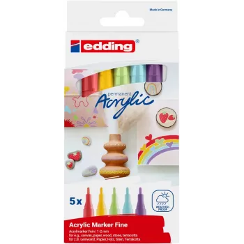 EDDING 5300 Akryltus sæt assorterede farver 1,0 - 2,0 mm 5 stk (4-5300-5S-2)