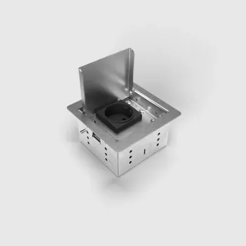 BEP24 gulvboks 3301E-1-1 - rustfrit stål, 1x Schuko (type F), IP20, indbygningsmontage