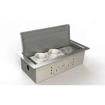 BEP24 BS gulvboks 3303E 3x Schuko, børstet rustfrit stål