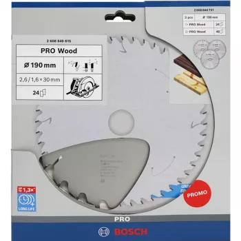 BOSCH Power Tools PRO trærundsavklinge 190 mm (3-pak)