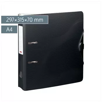 BRUNNEN WAVE hængemappe med greb onyx black plast 7,0 cm DIN A4