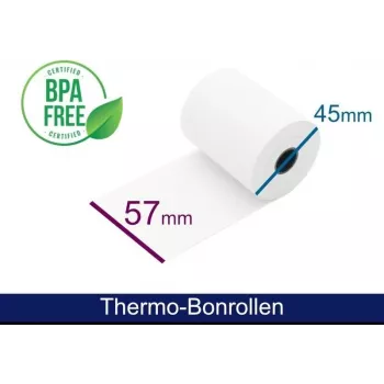 ARTDEV termorulle - 57 mm x 25 m, 12 mm kerne, hvid