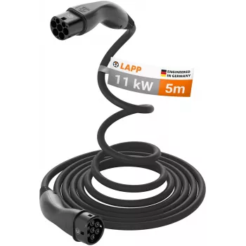 LAPP MOBILITY HELIX Type 2 selvoprullende ladekabel til elbiler 11 kW 5m sort
