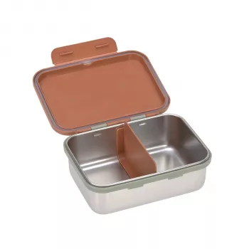 Lassig Happy Prints Caramel Children's Stainless Steel Lunch Box, 1 l, with Divider, PP Lid with Silicone Ring