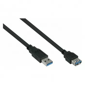 Kabelmeister Alcasa UK30P-ASA-010S USB 3.2 Gen 1 forlængerkabel, USB-A han til USB-A hun, 1 m, sort