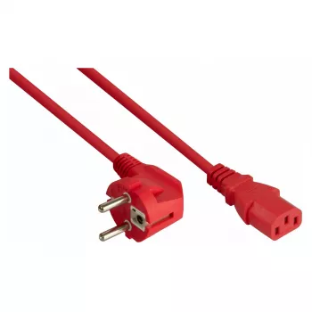 Kabelmeister netkabel Schuko-stik type E+F (90° vinklet) til IEC C13, rød, 0,75 m