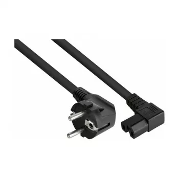 Kabelmeister strømkabel Schuko type E+F 90° vinklet til IEC C15 retvinklet, 2 m, sort