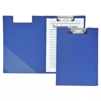 FolderSys A4 clipboardmappe blå polypropylen PP klememekanisme med penneholder