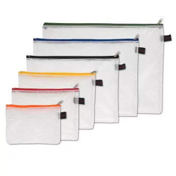 FolderSys 6-delt dokumenttaske-sæt med lynlås - A6, B6, A5, B5, A4, B4 - transparent