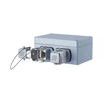 METZ CONNECT E-DAT Industry IP67 V5 2-port påbygningsnetværksdåse, aluminium, grå (1401060320ME)