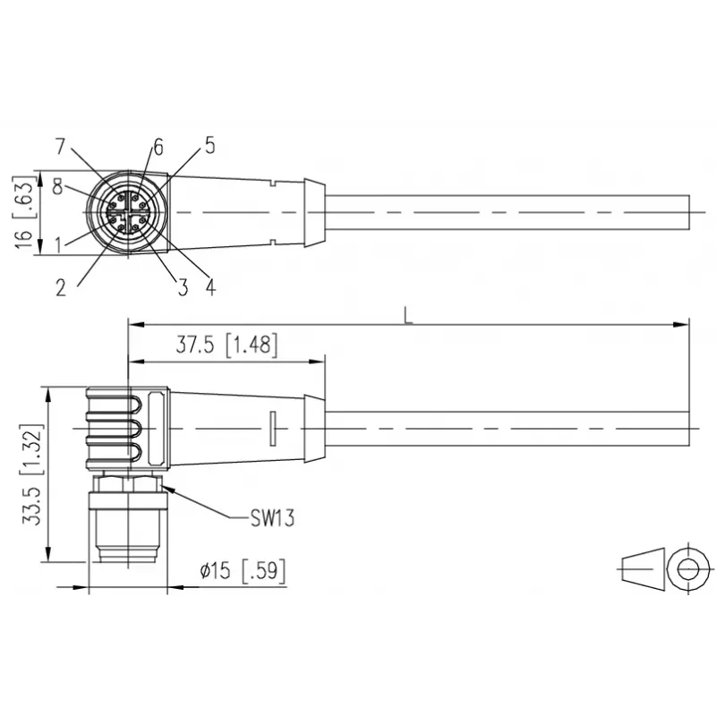 METZ CONNECT 142M2X90050 Cat6a M12 patchkabel 5 m sort