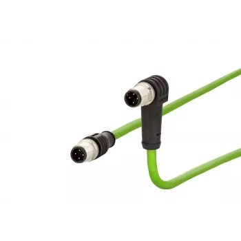 METZ CONNECT M12 vinklet til lige patchkabel, D-kodet, 4-polet, 10 m, afskærmet, PUR, grøn
