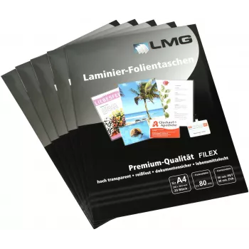 LMG Laminating Pouches A4 Glossy 80 Microns 25 Pieces