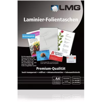 LMG Laminating Pouches A4 Glossy 125 Micron 100 Pieces