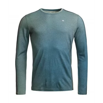 Ortovox 185 Rock'N'Wool Print LS Base Layer - AOP Green Sage, størrelse M