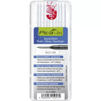 PICA-MARKER Pica DRY 4043 erstatningsminer til dybhulsmarkeringsblyant, 2,8 mm, hvid