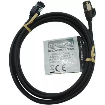 IT-BUDGET Full Copper Premium patchkabel - Slim AWG 28 - Cat.8.1 - 2000 MHz - halogenfri - PoE+ - 40 Gbit - sort - 2 m