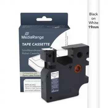 MediaRange kompatibel Dymo D1 etiketbåndskassette 19mm x 7m sort på hvid (MRDY45803)