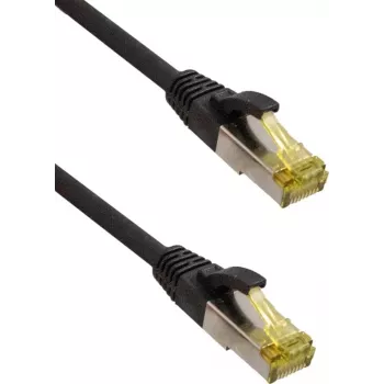 IT-BUDGET Full Copper Premium patchkabel - Super Flex TPE - Cat.6A - med Cat.7-råkabel - 600 MHz - halogenfri - PoE+ - 10GBit - sort - 0,50 m