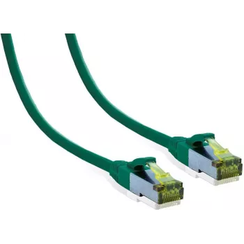 IT-BUDGET Full Copper Premium patchkabel - Cat.6A med Cat.7-råkabel - 600 MHz - halogenfri - PoE+ - 10Gbit - grøn - 15 m