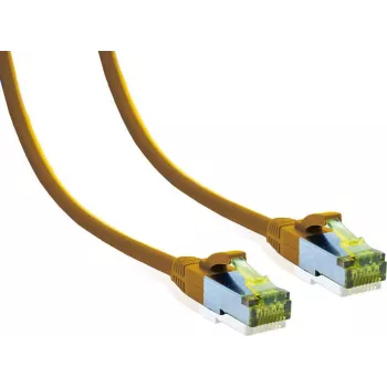 IT-BUDGET Full Copper Premium patchkabel Cat.6A med Cat.7-råkabel 600 MHz halogenfri PoE+ 10Gbit gul 10 m