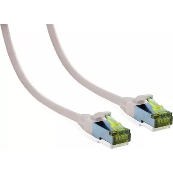 IT-BUDGET Full Copper Premium patchkabel - Cat.6A med Cat.7 rå­kabel - 600 MHz - halogenfri - PoE+ - 10GBit - hvid - 1,5 m