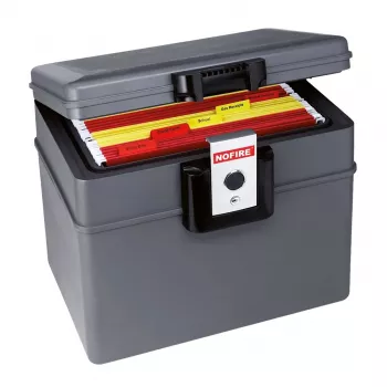 No Fire First Alert 2037FE transportabelt pengeskab - nøglelås - sort/grå - 410x324x127 mm