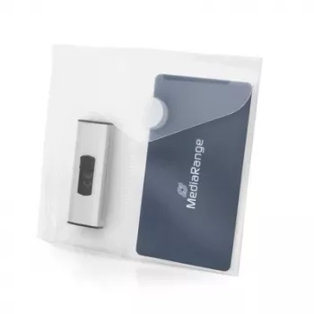 MEDIARANGE USB Stick Storage Case with 2 Compartments and Punch Holes, 10-Pack, Transparent