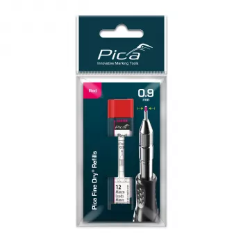PICA-MARKER Pica Fine-Dry refills rød - 10 stifter, 2,8 mm, 125 mm, blisterpakning