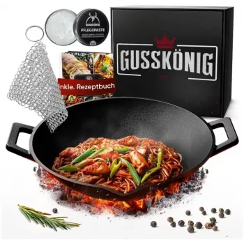 Gusskönig Pre-Seasoned Cast Iron Wok pande 36 cm (GK-48)