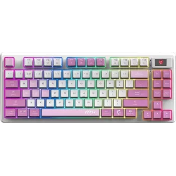 MSI Forge GK600 TKL RGB mekanisk gaming-tastatur, fransk AZERTY-layout, hvid/lilla, Kailh Red switches