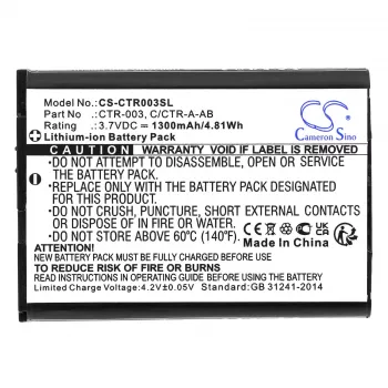 Cameron Sino Batteri CTR-003 til Nintendo 3DS, 2DS XL, Switch Pro Controller