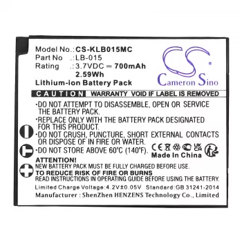 Cameron Sino CS-KLB015MC erstatningsbatteri til Kodak LB-015, WPZ2, 3,7V 750mAh Li-Ion