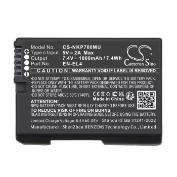 CAMERON SINO batteri type EN-EL4 A E til Nikon D2H D2Hs D2X D2Xs D3 D3S D3X F6 med USB-C tilslutning / CS-NKP700MU