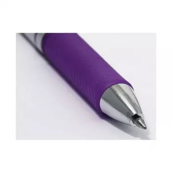 Pentel BL77-VO EnerGel Gel Pen - 0.7 mm - Violet Ink - Silver Barrel - Medium Line - 12 Pack