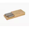 Joseph Joseph Elevate SST Knife Set with In-Drawer Bamboo Storage Tray, 6-Piece, Silver/Beige 10563