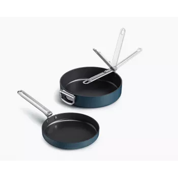 Joseph Joseph Space Fold Handle keramisk slip-let 2-delt blåt stegepandesæt