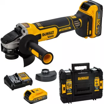 DEWALT DCG405S2T-QW 18V XR batterivinkelsliber 125mm børsteløs med 2x5,0Ah batterier, lader og TSTAK-kuffert