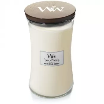 WoodWick White Tea & Jasmine duftlys i glas, medium, 275g