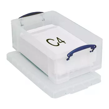 Really Useful Boxes 12C opbevaringsboks - 12 liter - transparent - rektangulær - polypropylen - kliklåg