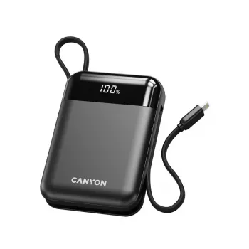Canyon OnPower 104 10000 mAh Power Bank with USB-C and Lightning Cable Black