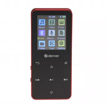 Denver MP-1830R MP4-afspiller med Bluetooth, 1,8 inch-skærm, 4GB, rød