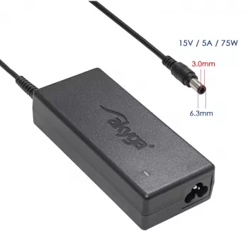 Akyga AK-ND-14 notebook-strømforsyning til Toshiba, 75 W, 15 V / 5 A, 6,3 x 3,0 mm